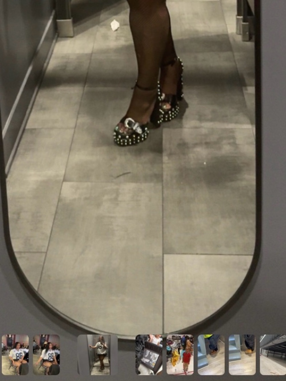 AKIRA Black Studded Platform Heels with Buckle